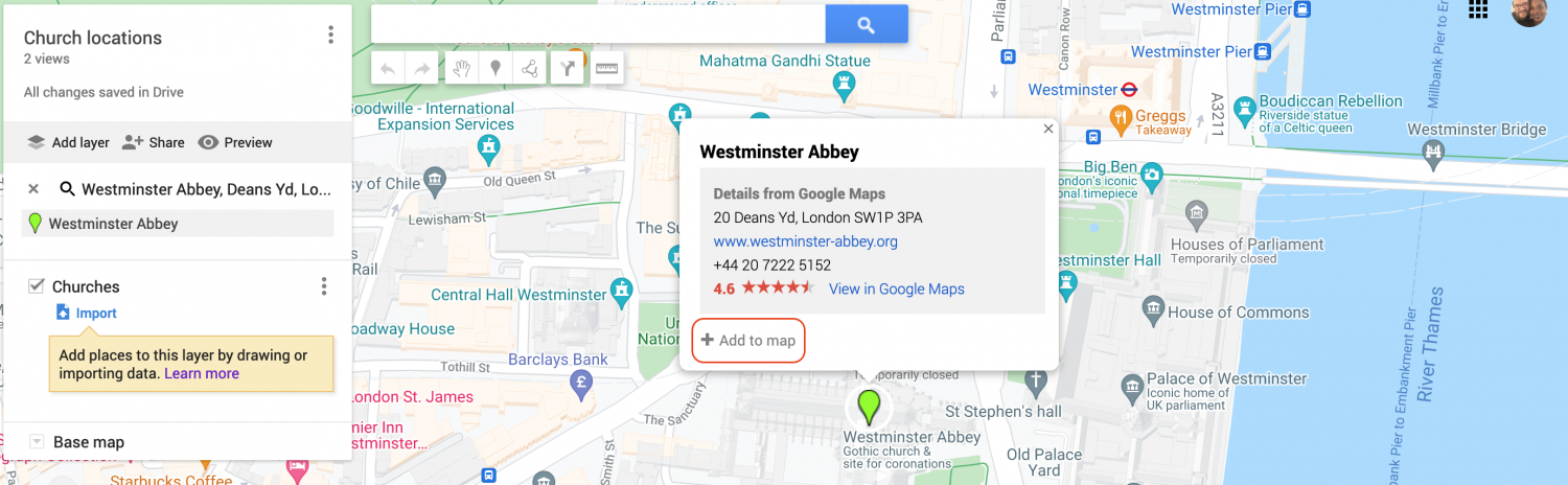Add to location to map